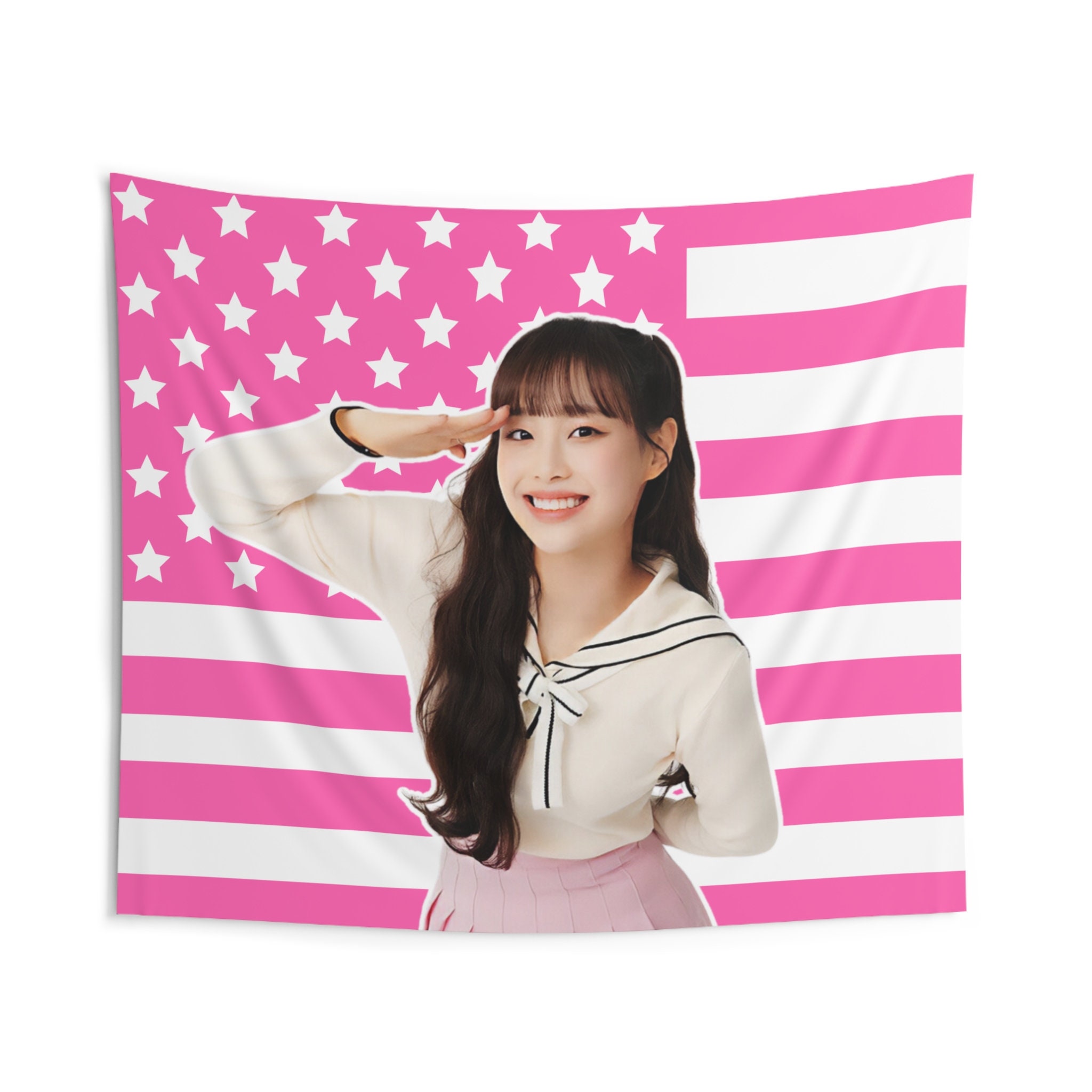 Loona Chuu Salute Flag Banner, Chuu Hot Pink American Flag