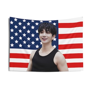 Skz Bang Chan Dominate America Flag Banner, Ate Stray Kids