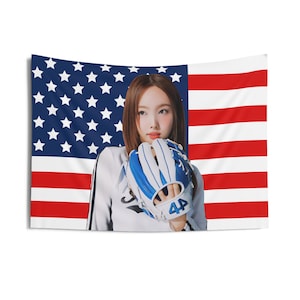 Twice Nayeon Baseball Amerikaanse vlag, Twice Concertbanner, Twice Kpop-vlag, MiSaMo Identity, Mamushi Twice, Twice 2024