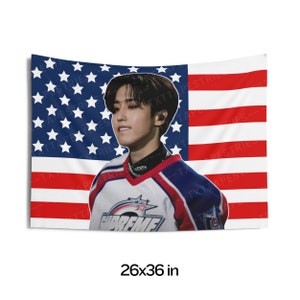 Stray Kids Han Lip Bite Flag Banner, Han Jisung American Tapestry, Stray Kids Lalalala, Gift for Stray Kids fans, Megaverse