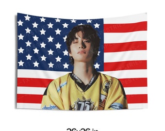 Riize Anton in Yellow Outfit Flag Banner, Anton American Tapestry, Anton Merch Decor, Love 119, 119 Riize