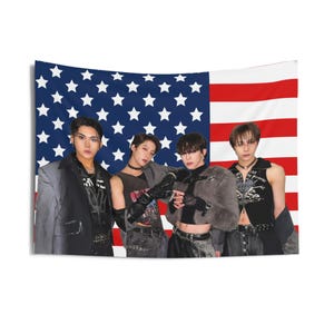 Xlov Group Photo American Flag, Xlov Concert Banner, Xlov Kpop Flag, Xlov Imma Be, XLOV 2025