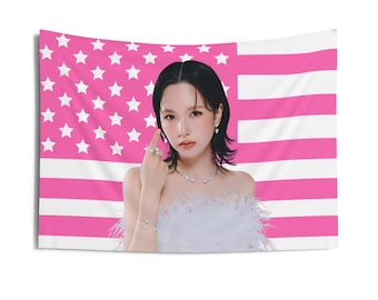 Twice Momo Blonde Bandana America Flag, Twice Members Kpop Banner