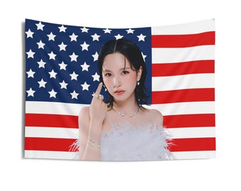 Twice Momo Blonde Bandana America Flag, Twice Members Kpop Banner