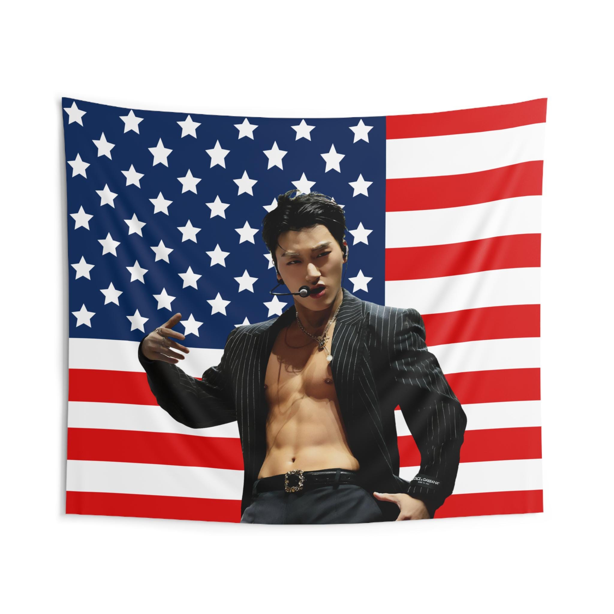 Ateez San Abs American Flag, Ateez Concert Banner, Ateez Kpop Flag