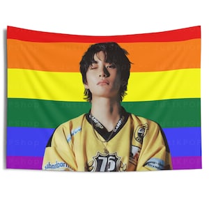 Riize Anton in Yellow Outfit Pride Flag, Anton Pride Tapestry, Anton Merch Decor, Love 119, 119 Riize, Pride Month
