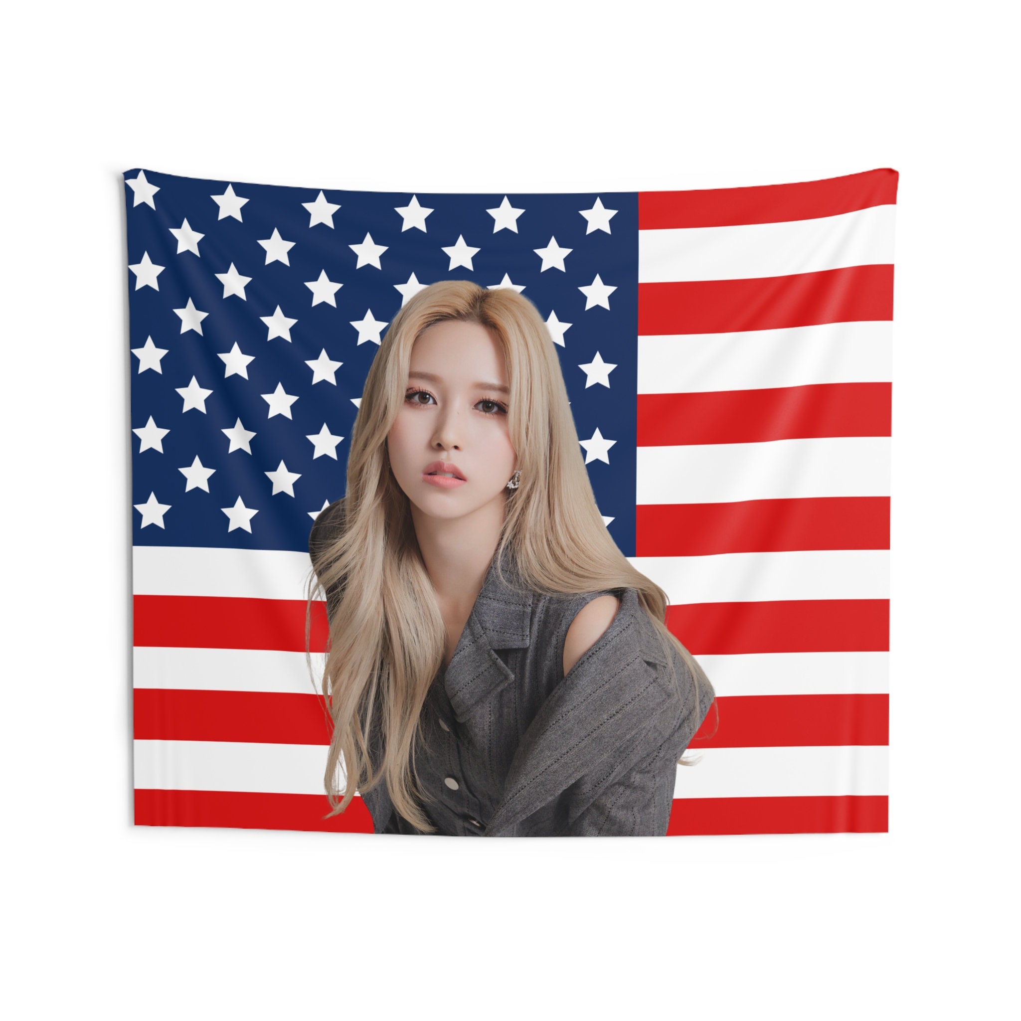 Twice Mina Blonde Hair Flag Banner, Mina American Tapestry, Mina