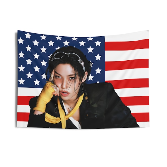 Skz Felix Karma American Flag, Stray Kids Concert Banner, SKZ Kpop