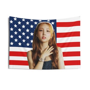 Twice Nayeon Face Card Amerikaanse vlag, Twice Concertbanner, Twice Kpop-vlag, MiSaMo-identiteit, Mamushi Twice, Twice 2024