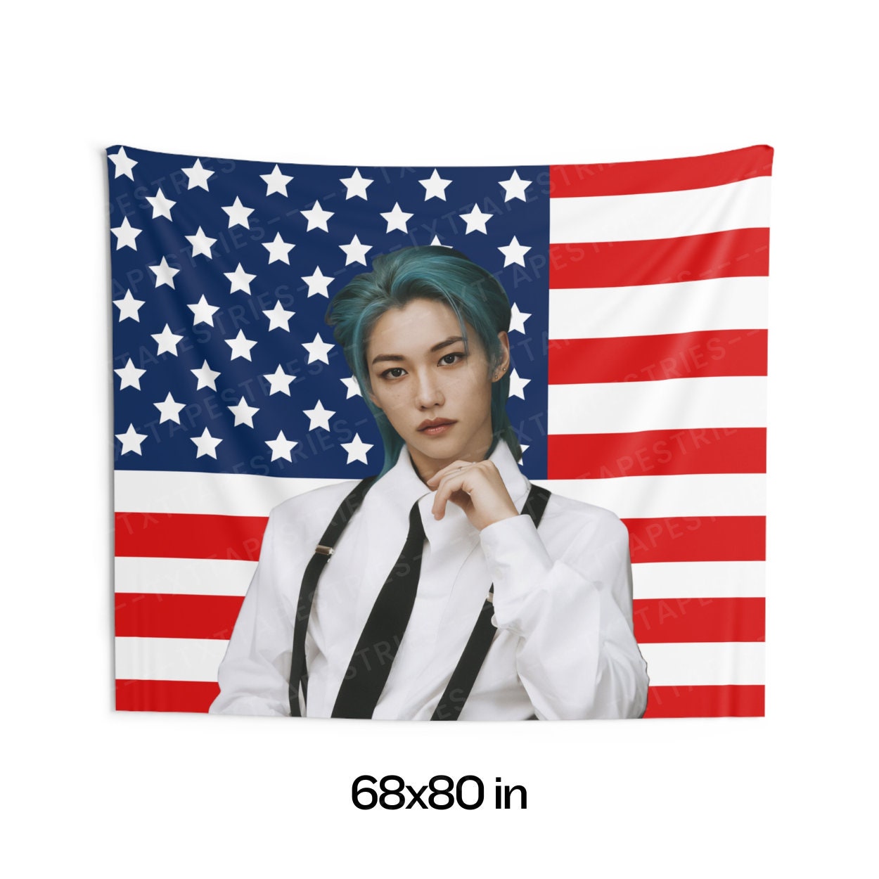 Stray Kids Felix in a Suit Photo American Flag, Felix American