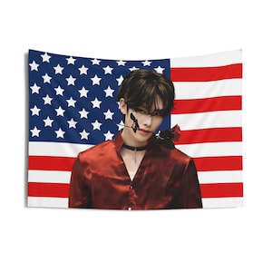 ZB1 Ricky Red Rose American Flag, Zerobaseone Concert Banner, Zb1 Kpop Flag, Zerobaseone Good So Bad, Zerobaseone Timeless World