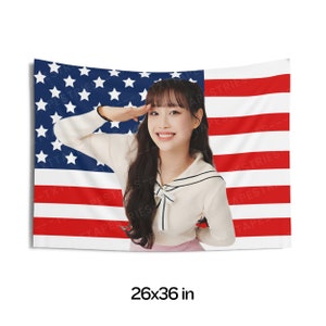Loona Chuu Salute Flag Banner, Chuu American Flag Tapestry, Chuu Merch Decor, Gift for Chuu Fan, Chuu Fan Gift Ideas
