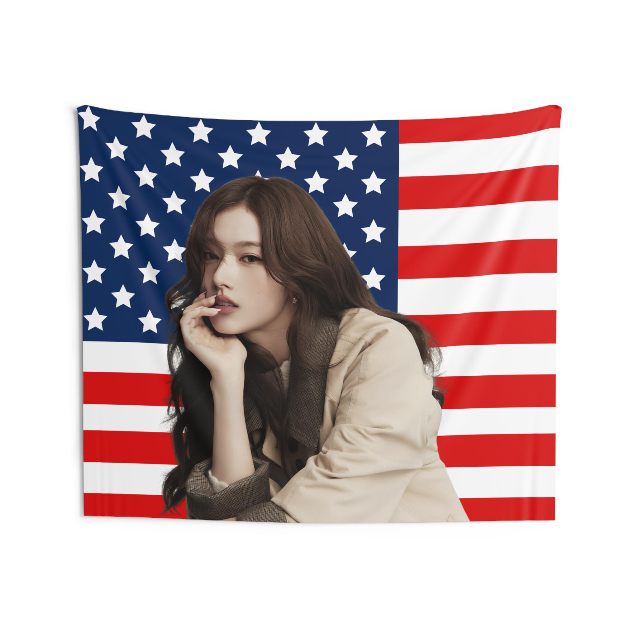 Twice Sana Magazine American Flag, Sana American Tapestry, Sana