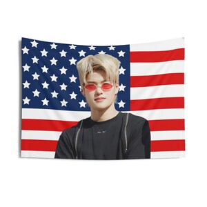 Riize Sohee with his Red Glasses Photo Flag Banner, Sohee American Tapestry, Sohee Merch Decor, Love 119, 119 Riize