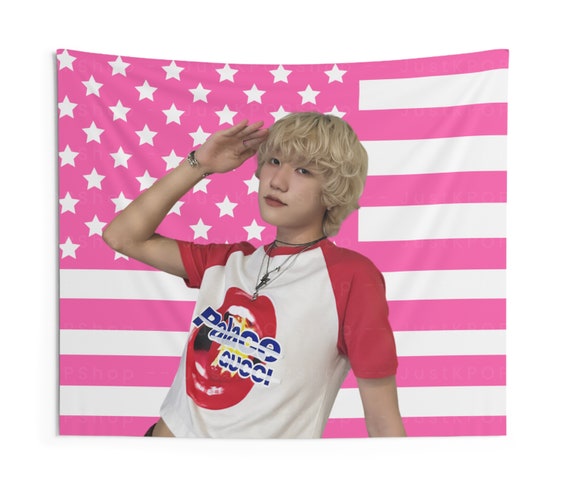 P1harmony Jongseob Curly Hair American Flag, Jongseob Pink