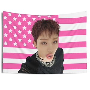 P1Harmony Keeho in Black Sweater American Flag, Keeho Pink American Tapestry, P1Harmony Utop1a, P1Harmony P1ustage, p1harmony tour 2024