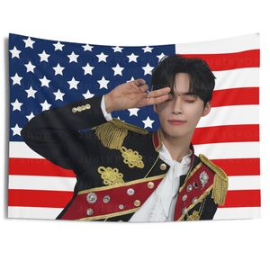 ZB1 Hanbin Prince Outfit American Flag,  Zerobaseone Sung Han bin  American Tapestry, Yura Yura, Zerobaseone Sweat,  ZB1 Feel The Pop