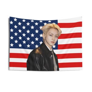 Jungwon Leather Jacket American Flag, Enha Concert Banner, Enha Kpop Flag, Enha No Doubt, Enha World Tour