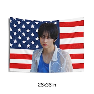 Riize Anton in Blue Tanktop Photo Banner, Anton American Tapestry, Anton Merch Decor, Love 119, 119 Riize