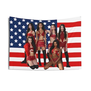 Katseye Members Sexy Red Outfit American Flag, Katseye Concert Flag, Katseye Kpop Banner, Katseye Beautiful Chaos, Katseye 2025