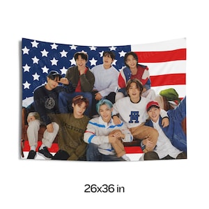 Stray Kids Members Photoshoot Flag Banner, Skz Members American Flag Tapestry, Stray Kids Lalalala, Gift for Stray Kids fans, Megaverse