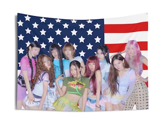 Twice Momo Blonde Bandana America Flag, Twice Members Kpop Banner