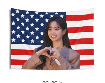 Twice Momo Blonde American Flag, Twice Concert Banner, Twice Kpop