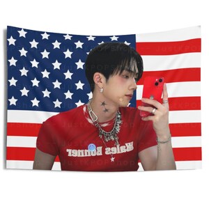 P1Harmony Jiung Sexy Selfie American Flag, Jiung American Tapestry, P1Harmony Utop1a, P1Harmony P1ustage, p1harmony tour 2024