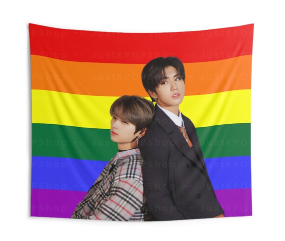 Stray Kids Lee Know & Han Pride Flag, Minsung Pride Tapestry