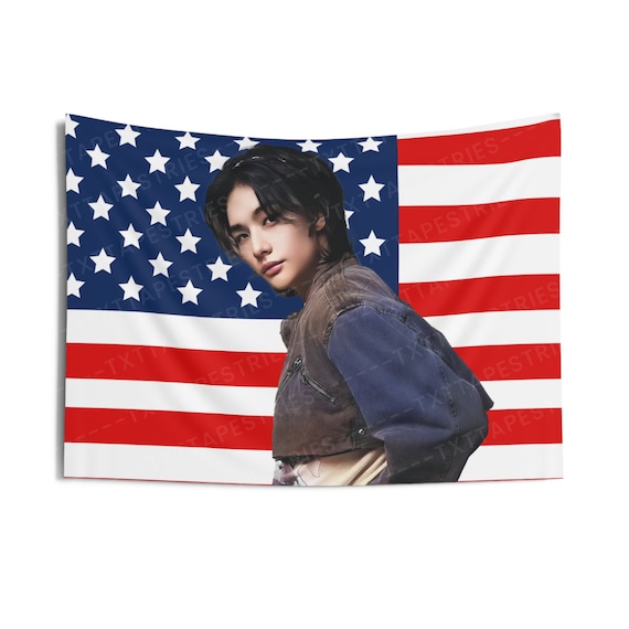 Stray Kids ヒョンジン ブランケット タペストリー フラッグ Stray Kids Hyunjin Photoshoot American Flag, Hyunjin