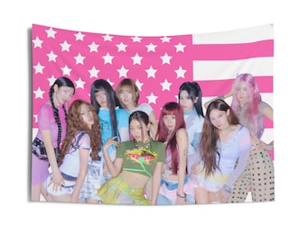 Twice Momo Blonde Bandana America Flag, Twice Members Kpop Banner