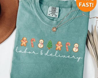 Comfort Colors® L and D Nurse Shirt, L&D Christmas Nurse Shirt, christmas labor and delivery tshirt, xmas gift, labor delivery nurse shirt