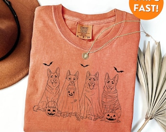 Comfort Colors® Halloween-t-shirt, Halloween-schäferskjorta, Halloween-skjorta schäfer, hundmamma-present, höstschäferskjorta