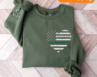 Military Wife Shirt, military gifts for wife, green line shirt, military mom shirt, christmas gift for her, custom mom sweatshirt, wife gift