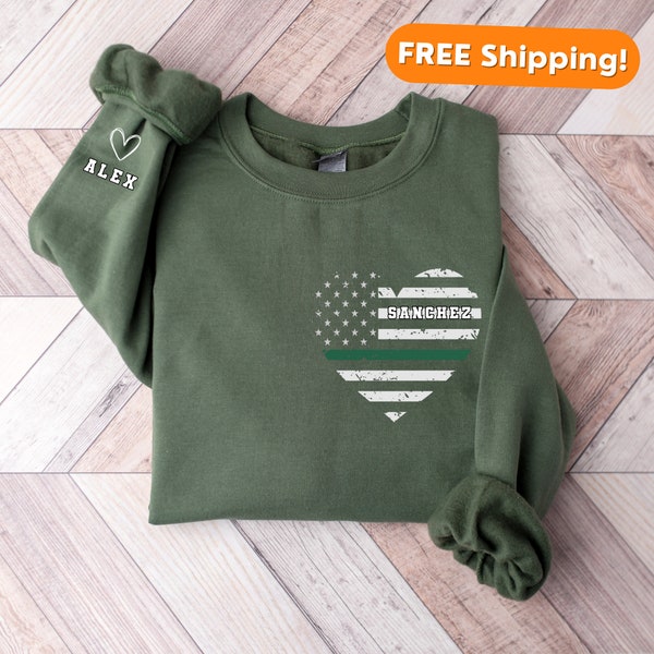 Military Wife Shirt, military gifts for wife, green line shirt, military mom shirt, christmas gift for her, custom mom sweatshirt, wife gift