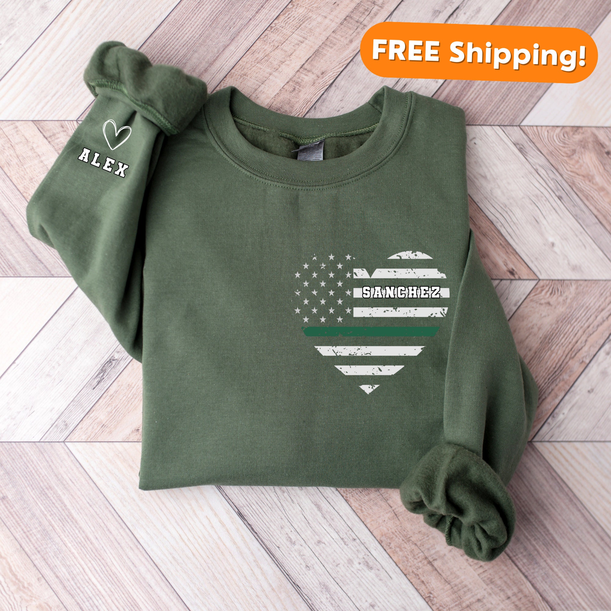 Military Wife Shirt, military gifts for wife, green line shirt, military mom shirt, christmas gift for her, custom mom sweatshirt, wife gift