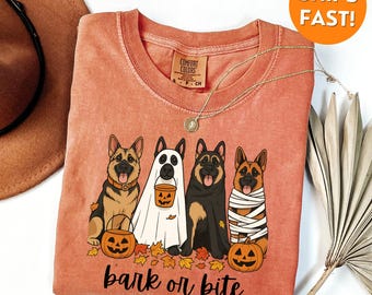 Comfort Colors® Halloween-t-shirt, Halloween-schäferskjorta, Halloween-skjorta schäfer, hundmamma-present, höstschäferskjorta