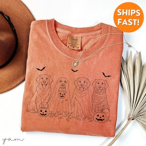 Comfort Colors® Halloween TShirt, Halloween Golden Retriever Shirt, Halloween Shirt Golden Retriever, Hund Mutter Geschenk, Herbst Golden Retriever Shirt