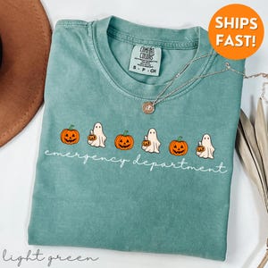 Chemise d'infirmière d'urgence d'Halloween, couleurs de confort de chemise d'infirmière d'urgence, chemise d'halloween d'euh, chemise de service d'urgence, chemise d'infirmière effrayante, t-shirt d'infirmière d'urgence