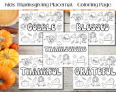 Thanksgiving Coloring Placemat PDF, 5 Printable Kids Dinner Table Activity Mats
