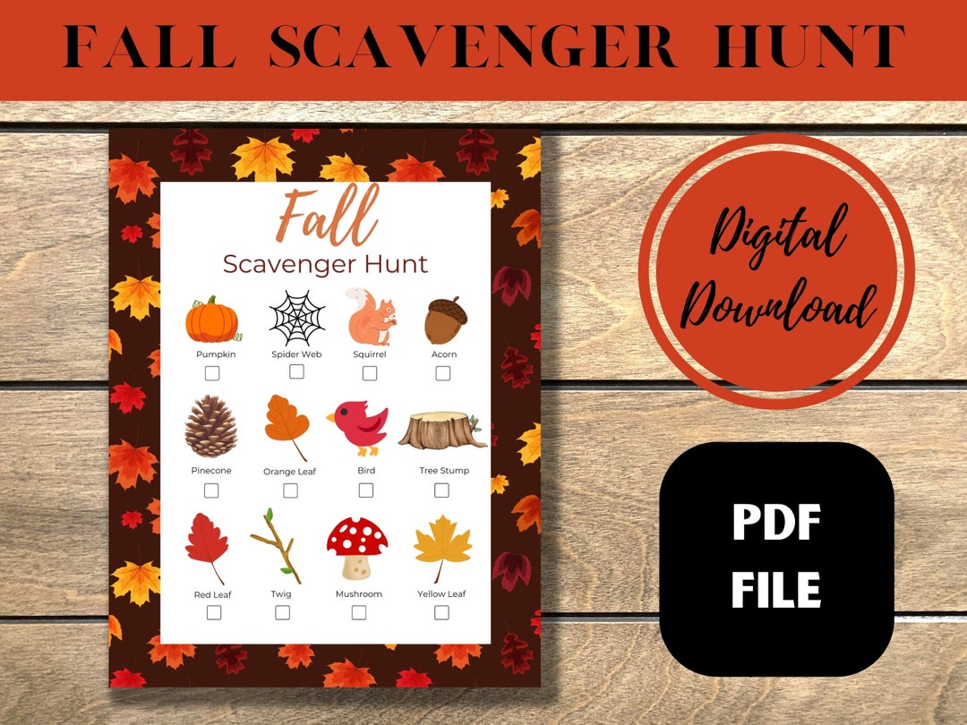Fall Scavenger Hunt Fall Printable Halloween Printable - Etsy