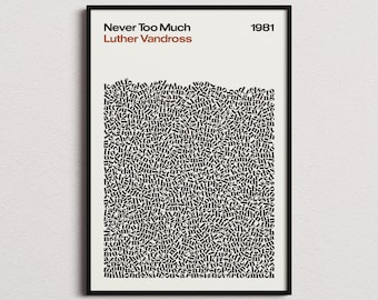 Luther Vandross Never Too Much Song Lyrics Print, Luther Vandross Poster, Luther Vandross Print, Never Too Much Poster, Never Too Much Print