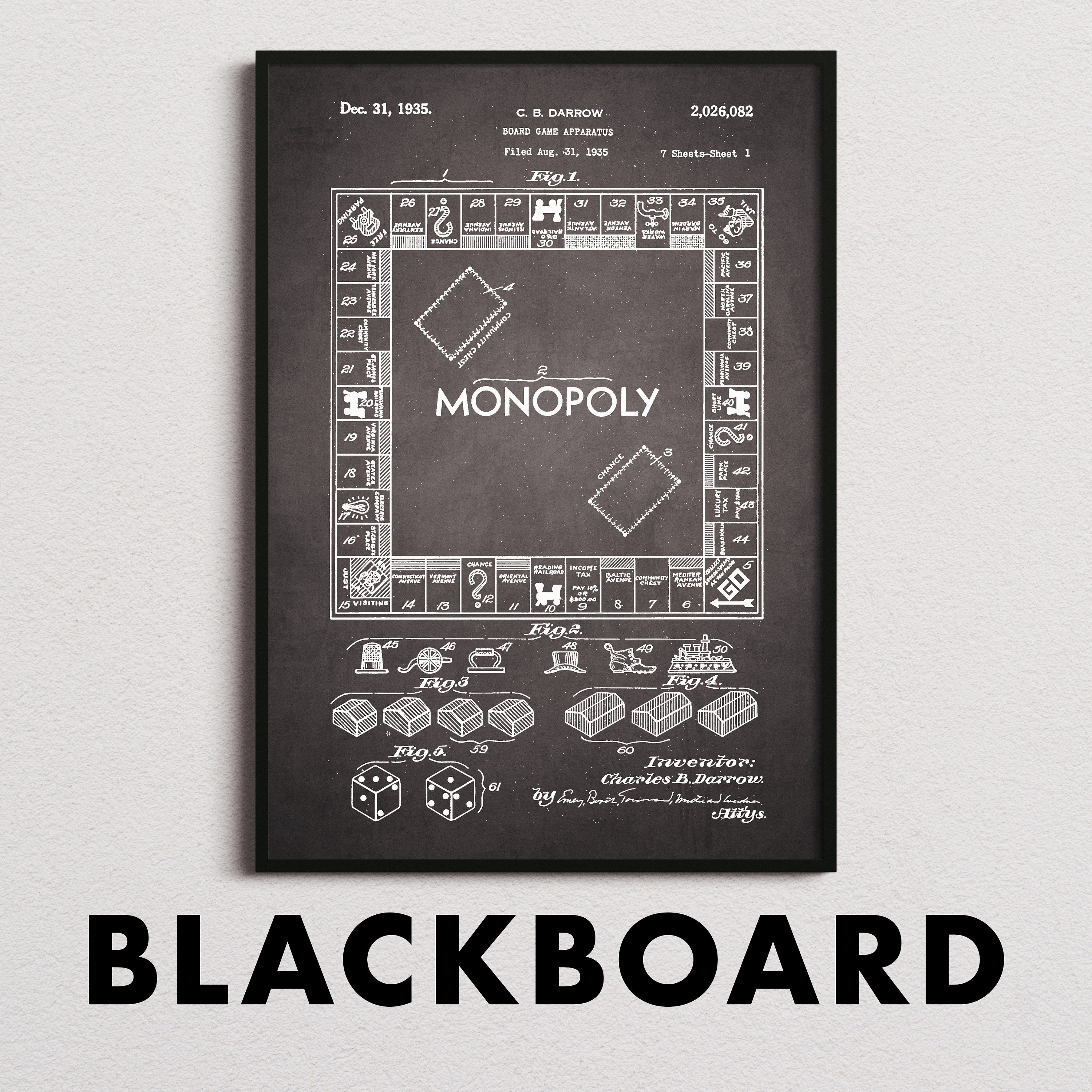 Monopoly Patent Print, Monopoly Print, Monopoly Poster, Monopoly Gifts
