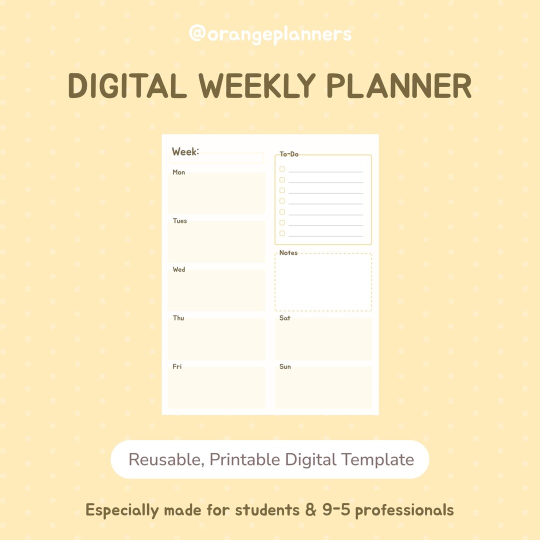 Printable Weekly Planner | Undated Digital PDF | to Do List Cute ...