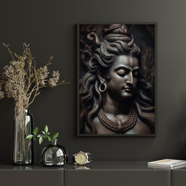 Lord Shiva Wall Art , Hindu God Lord Shiva Print, Shiva Canvas Wall Art, Canvas Art, Hindu Art, Hinduism, Wall Art, Wall Decor