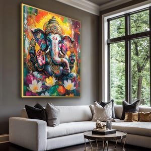Lord Ganesha Wall Art , Hindu God Lord Ganesha Print, Ganesha Canvas Art, Hindu Art, Hinduism, Wall Art, Wall Decor CUSTOM SIZE AVAIL