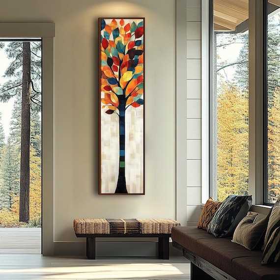 Long Narrow Wall Art, Tall and Thin Canvas Wall Art, Modern Wall