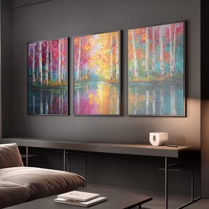 3 panel Abstract Wall Art, Large 3 Piece Abstract Wall Decor, Modern Abstract Artwork, Modern Framed Canvas Art for Office,  Rooms and Hall