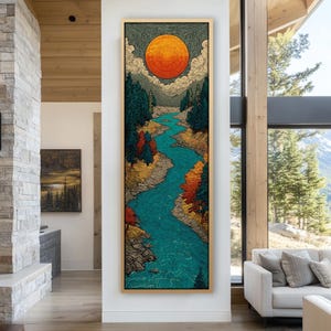 Long Narrow Wall Art, Tall and Thin Canvas wall art, Modern Nature Wall Art,  Vertical Wall Art, Framed Canvas Art for Office, Rooms or Hall