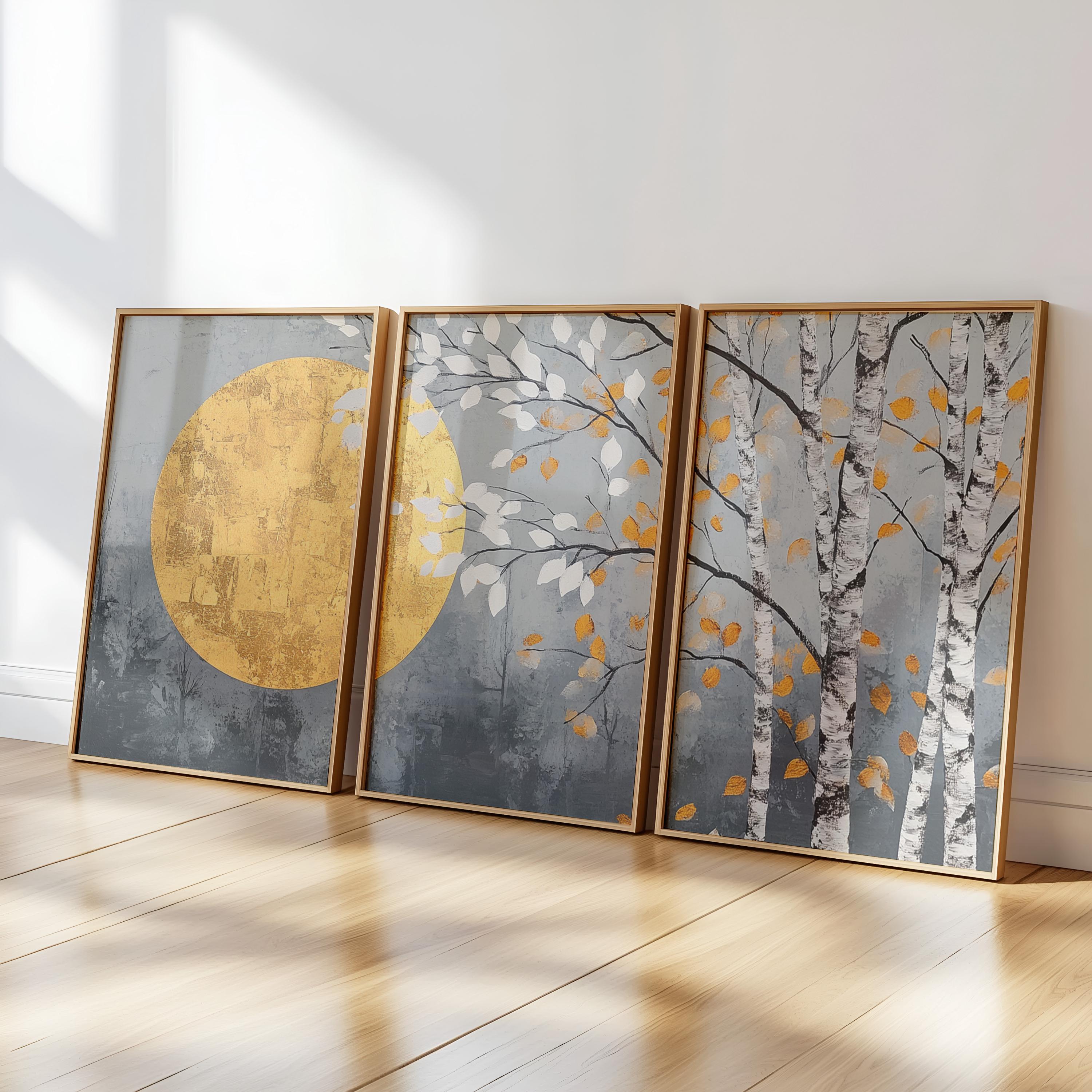 3 Piece Japandi Artpiece, Triptych Wall Art, Japandi Nature Art